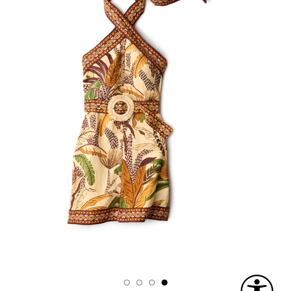 FARM Rio Foliage Sketch Sand Halter Mini Dress